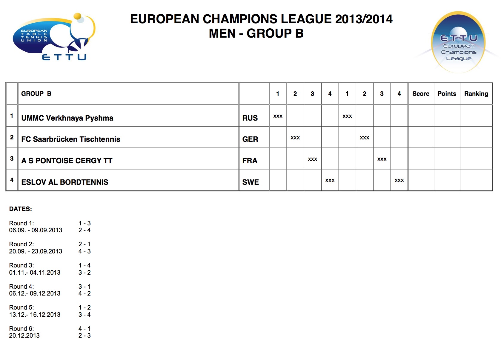 Groupe B - Ligue des champions 2014 Groupe B - Ligue des champions 2014