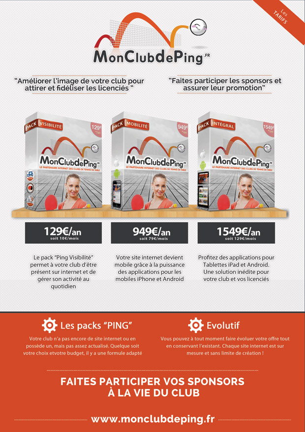 Les packs de la solution Monclubdeping.fr Les packs de la solution Monclubdeping.fr