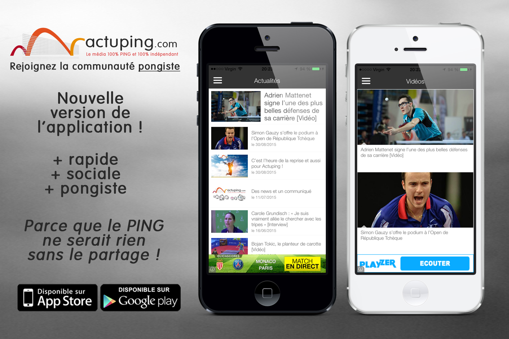 Nouvelle version de l'application Actuping