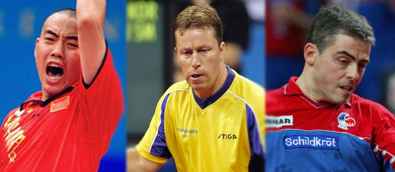 Liu Guoliang, Jan-Vive Waldner et Jean-Philippe Gatien