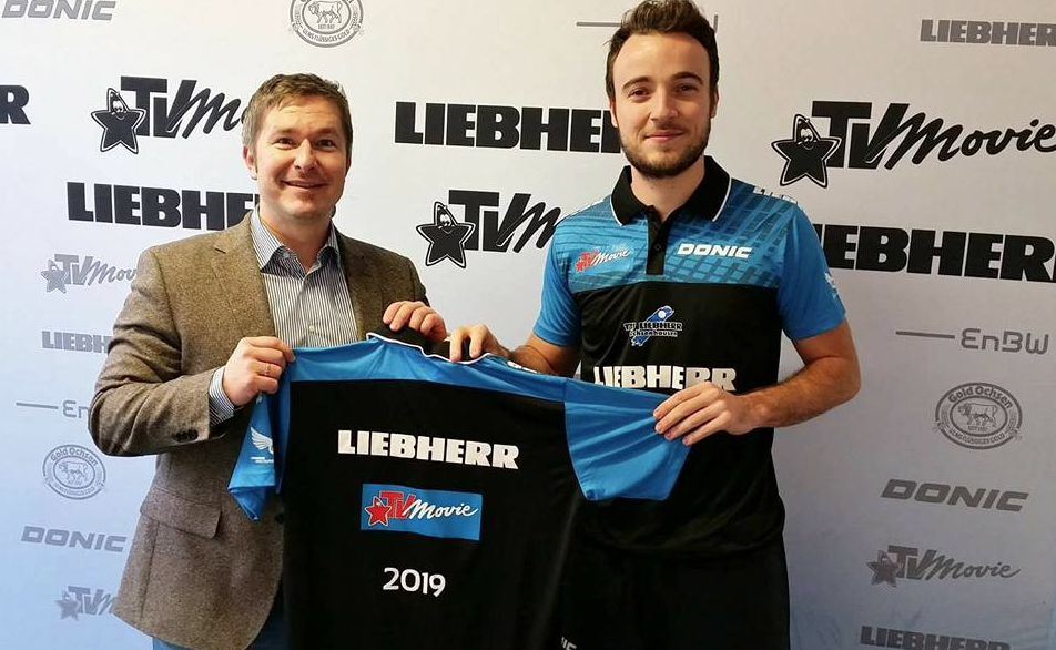 Kristijan Pejinović président du TT Ochsenhausen avec Simon GAUZY | ttf-liebherr-ochsenhausen.de