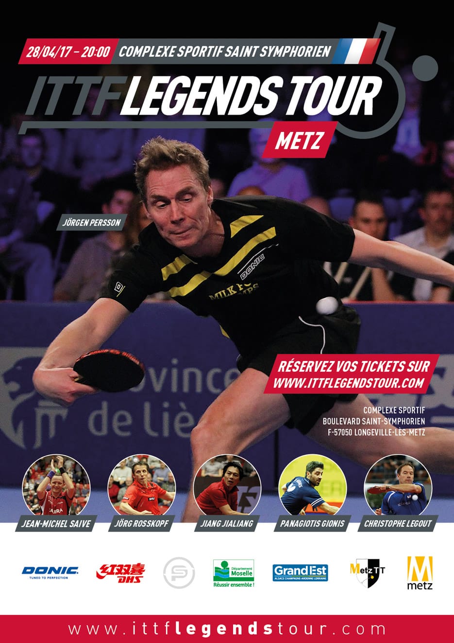 Affiche de l'ITTF Legends Tour à Metz